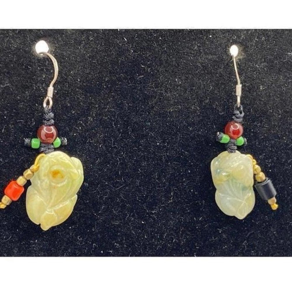 Elegant Green and Gold Earrings